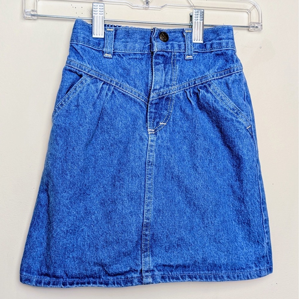 Vintage OshKosh B'Gosh 80s Denim Jean Skirt Made in USA Girls Size 4/5